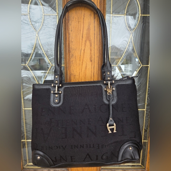 Etienne Aigner Handbags - Etienne Aigner Black Logo Tote Bag